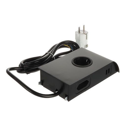 SFL Born, priză electrică Schuko (1×) + 2 × port USB A 2A (2×), cablu de 2 m, negru mat
