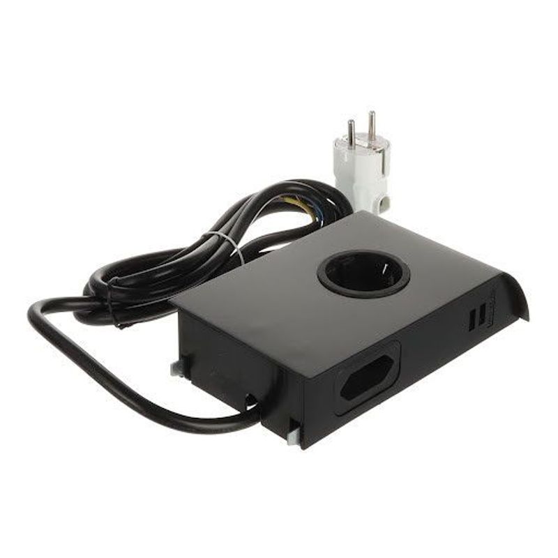 SFL Born, priză electrică Schuko (1×) + 2 × port USB A 2A (2×), cablu de 2 m, negru mat