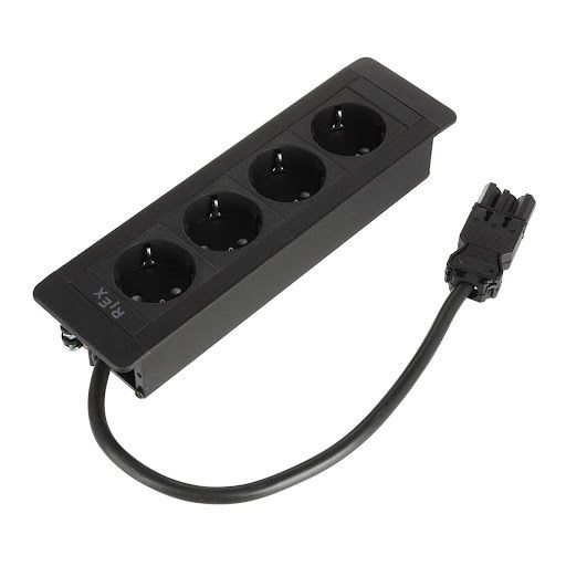 Riex ED56 Priză electrică Schuko (4×), GST 0,4 m, negru