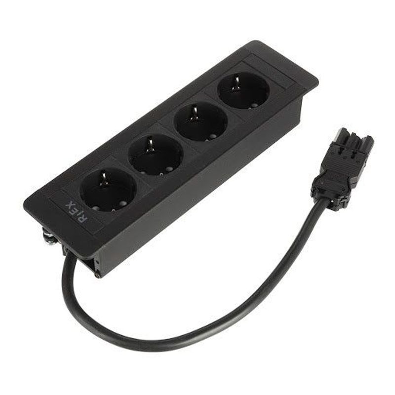 Riex ED56 Priză electrică Schuko (4×), GST 0,4 m, negru