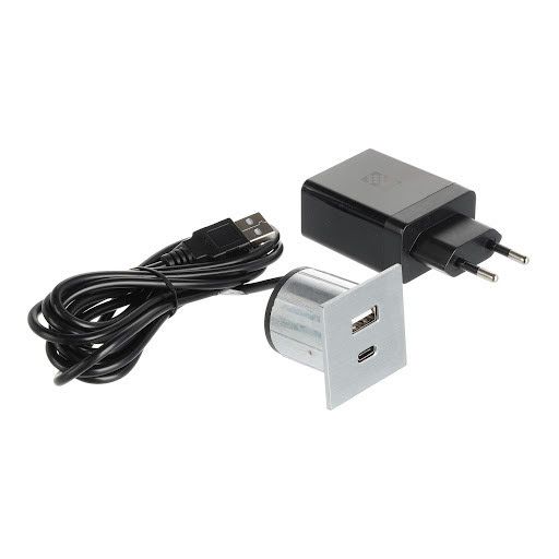 ASA Plastici Versapick, Punct de încărcare - pătrat USB A + USB C, corp metalic, inox