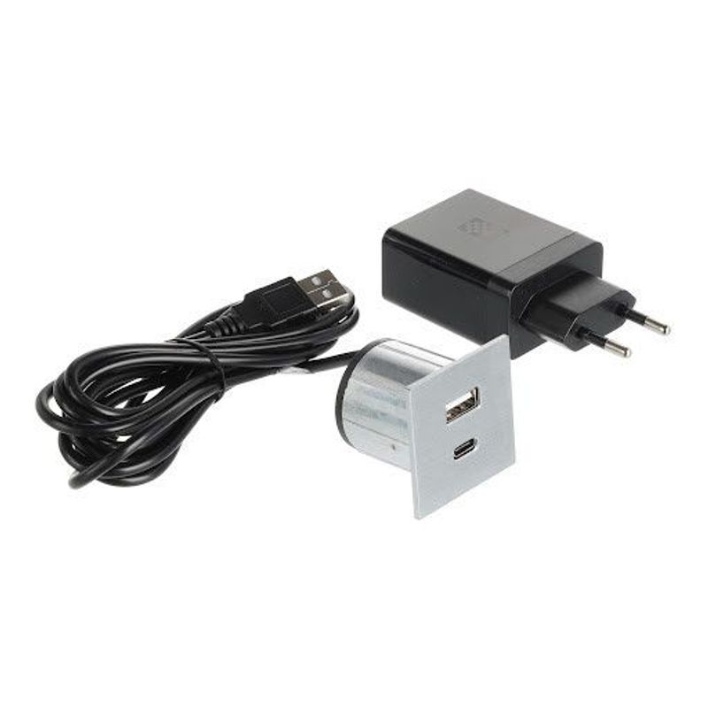 ASA Plastici Versapick, Punct de încărcare - pătrat USB A + USB C, corp metalic, inox