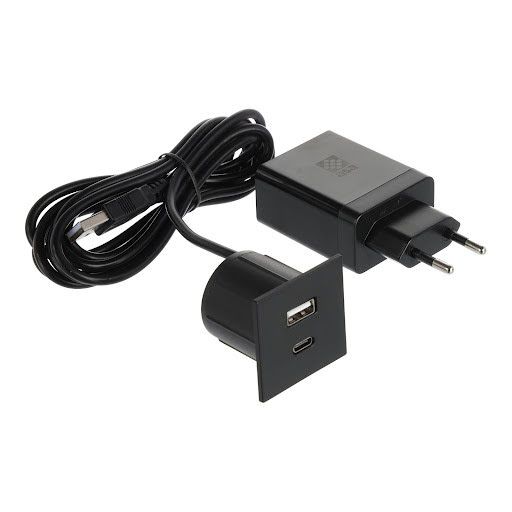 ASA Plastici Versapick, Punct de încărcare - USB A + USB C pătrat, corp metalic, negru mat