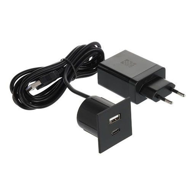 ASA Plastici Versapick, Punct de încărcare - USB A + USB C pătrat, corp metalic, negru mat