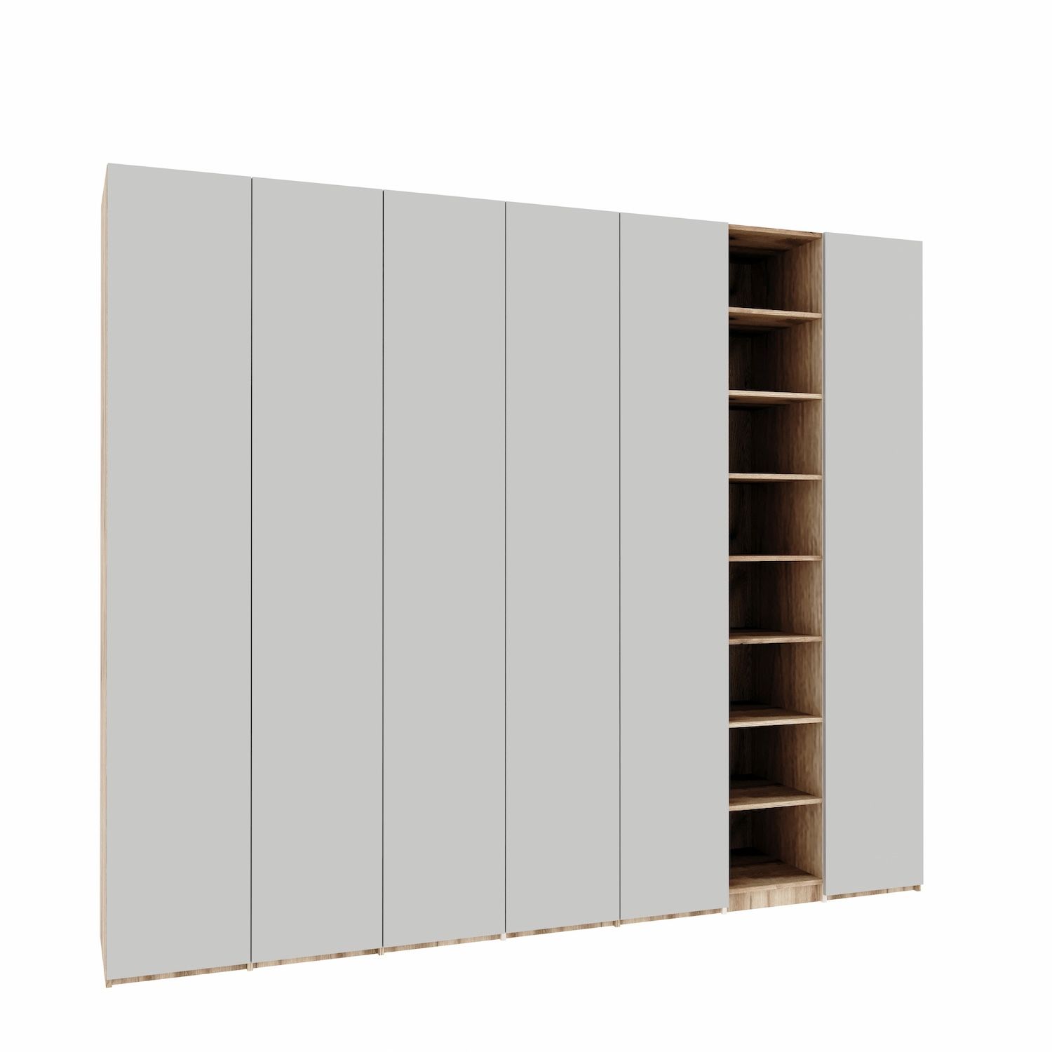 Dressing Configurabil HANNEKE cu 6 usi, rafturi deschise, spate 18mm