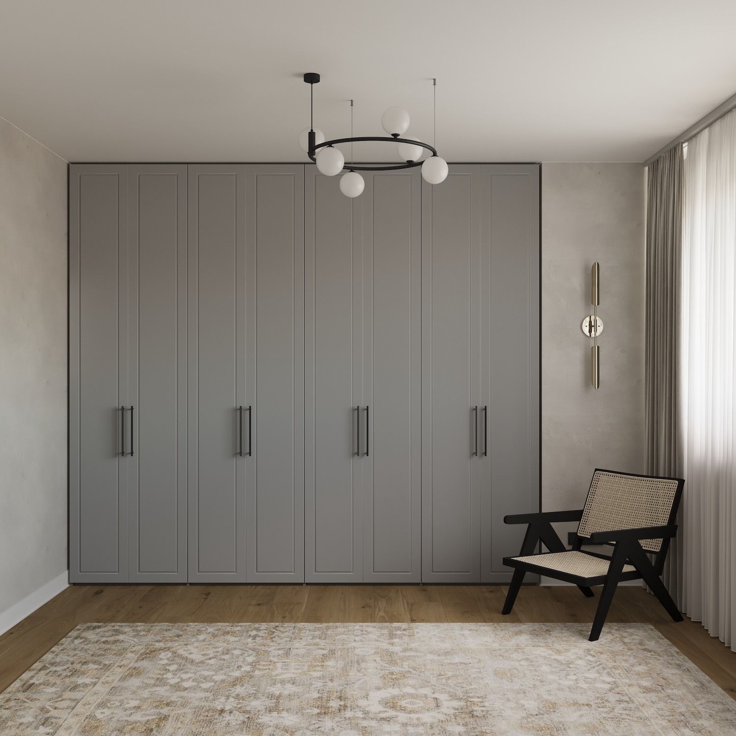 Dressing Configurabil ELYSIA cu 8 uși din MDF vopsit frezat
