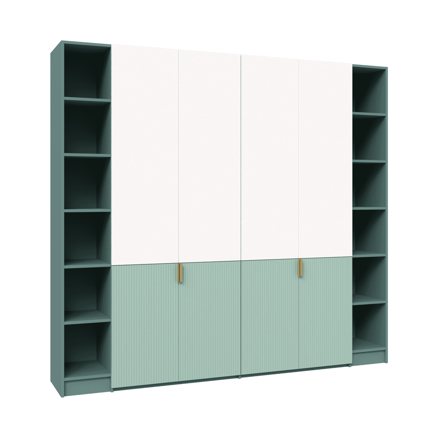 Bibliotecă configurabilă cu rafturi deschise și depozitare