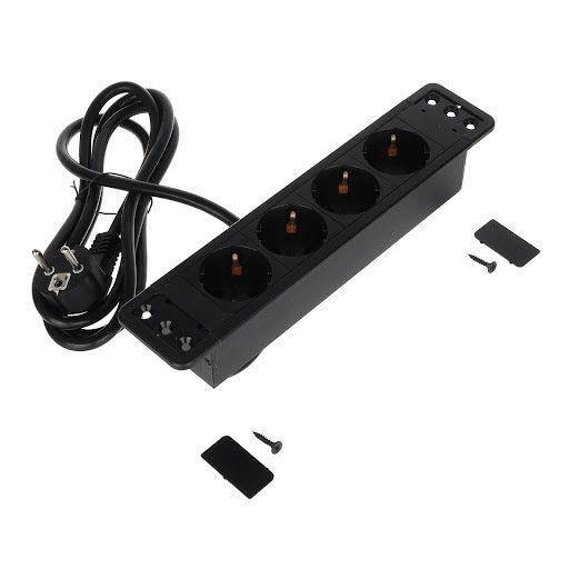 Riex ED14 Priză electrică Schuko (4×), cablu 2 m, negru