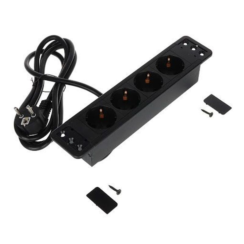 Riex ED14 Priză electrică Schuko (4×), cablu 2 m, negru