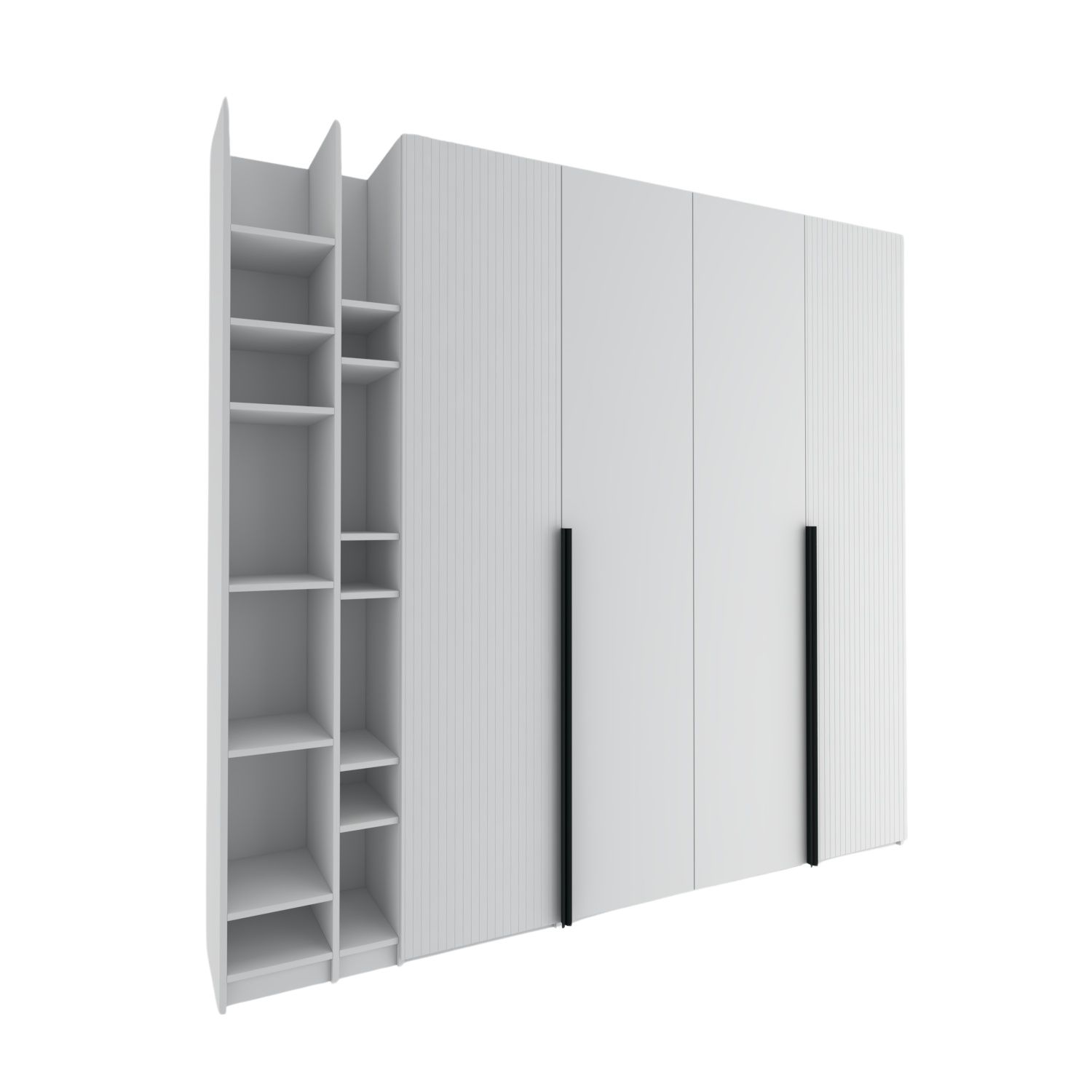 Dulap NEST uși Laminat și MDF Vopsit riflat, rafturi deschise