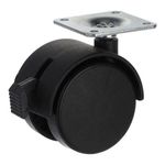 Riex Gc10 Rotilă de mobilier D50, plăcuță 42x42x2 mm, neagră, cu frână 1