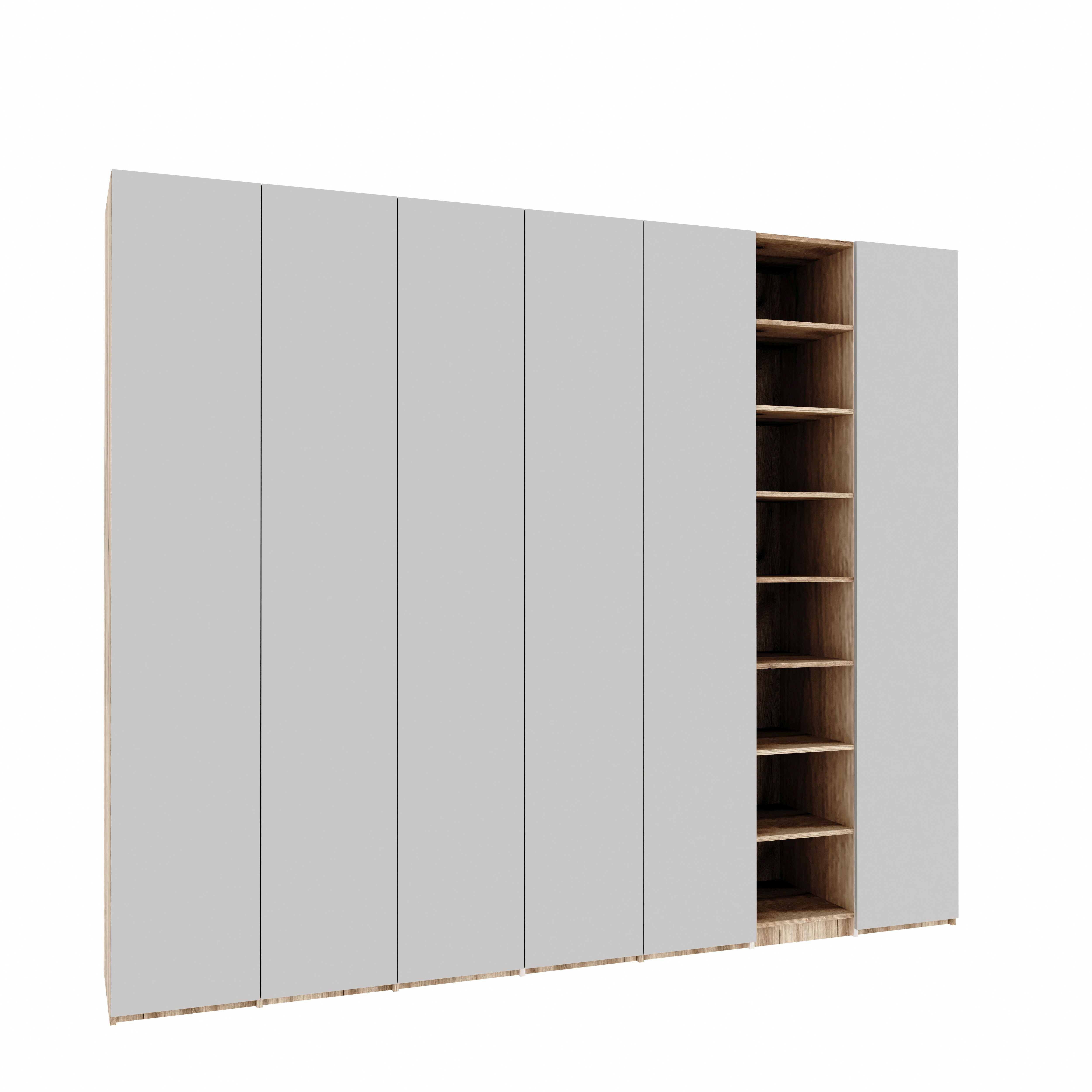 Dressing 6 uși și coloană deschisă, fronturi MDF cantuit, 270x250x55